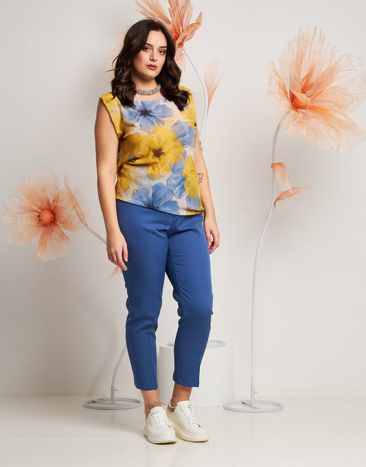 Top fantasia gialla con fiocco curvy