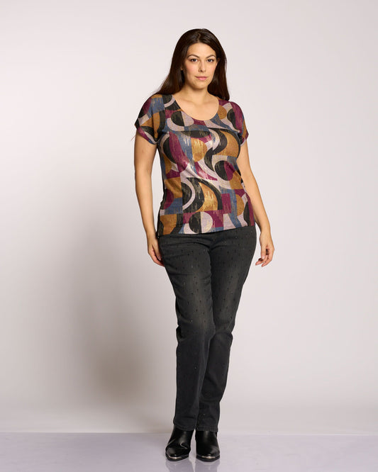 Top in jersey fantasia laminato curvy