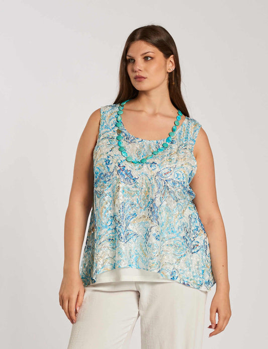 Top in pizzo con fodera e spacco