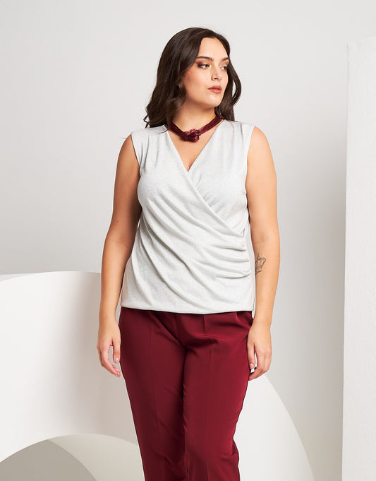 Top incrociato in lurex curvy