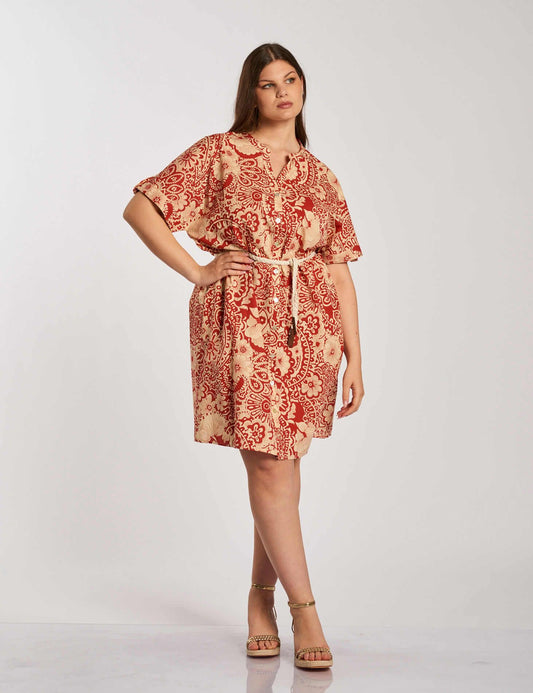 Vestito chemisier in cotone con cinturina