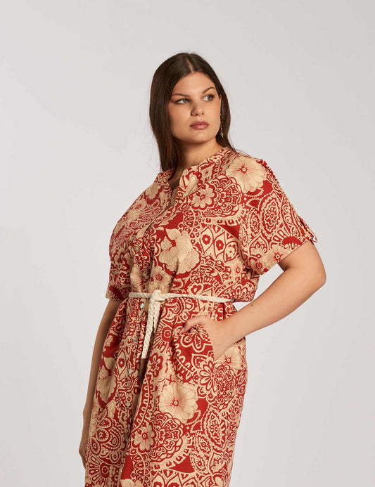 Vestito chemisier in cotone con cinturina