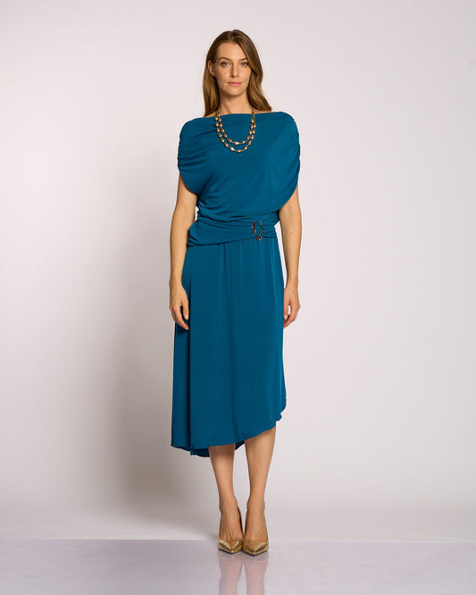 Vestito con corpino drappeggiato e dettagli