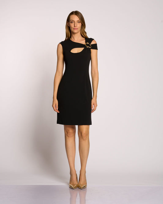 Vestito con motivo di oblò e fibbia