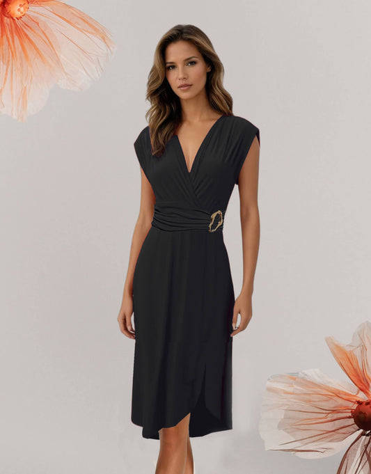 Vestito corto incrociato con dettagli