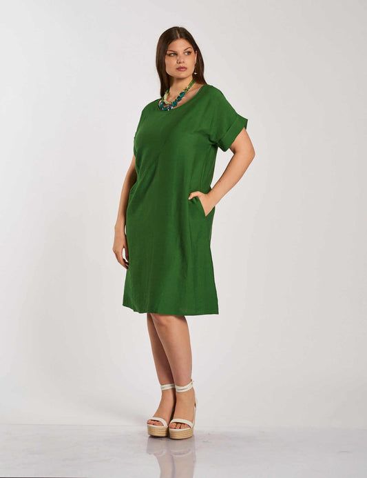 Vestito corto svasato con tasche