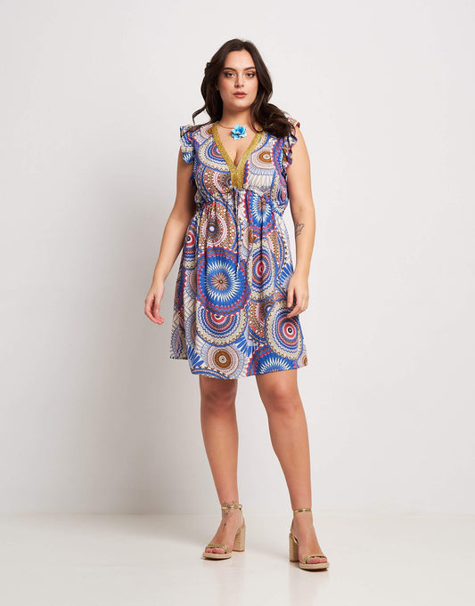 Vestito fantasia con scollo e coulisse curvy