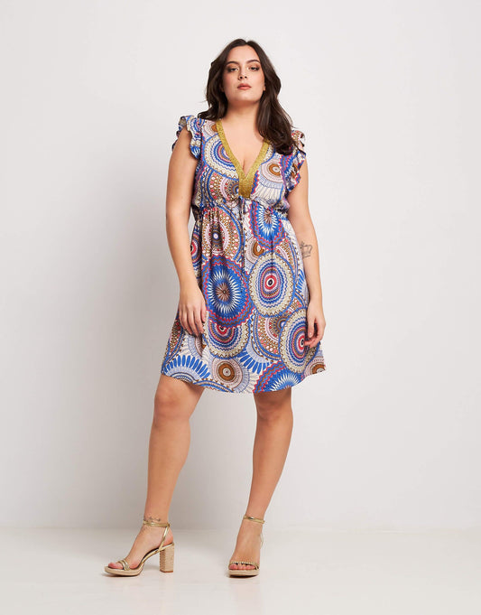 Vestito fantasia con scollo e coulisse curvy