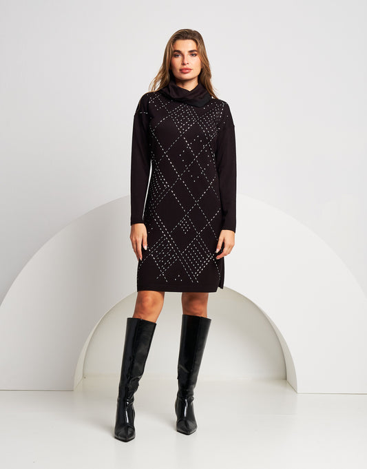 Vestito in maglia con fantasia strass