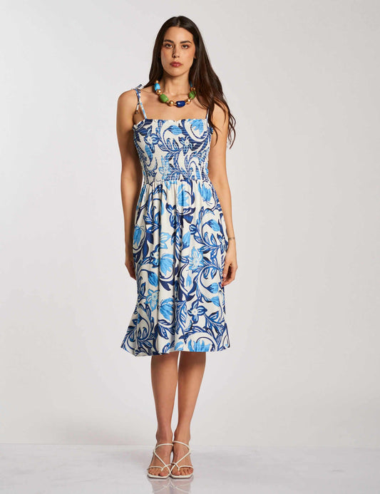 Vestito midi con corpino arricciato