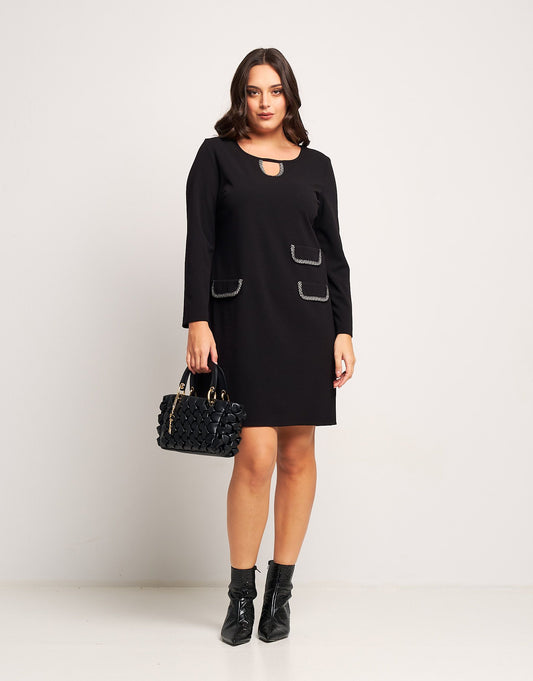 Vestito svasato con pattine bordate curvy