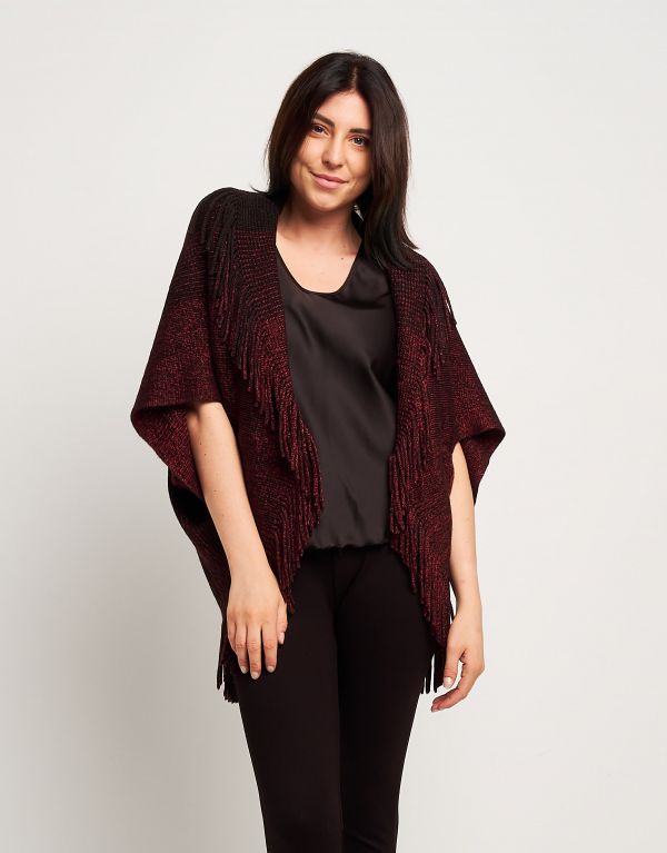 Poncho aperto con frange