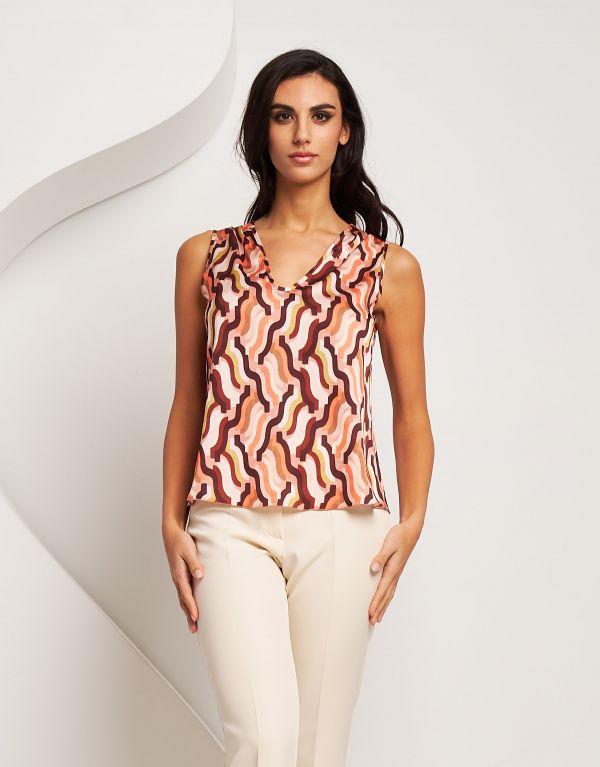 Top in raso con drappeggio