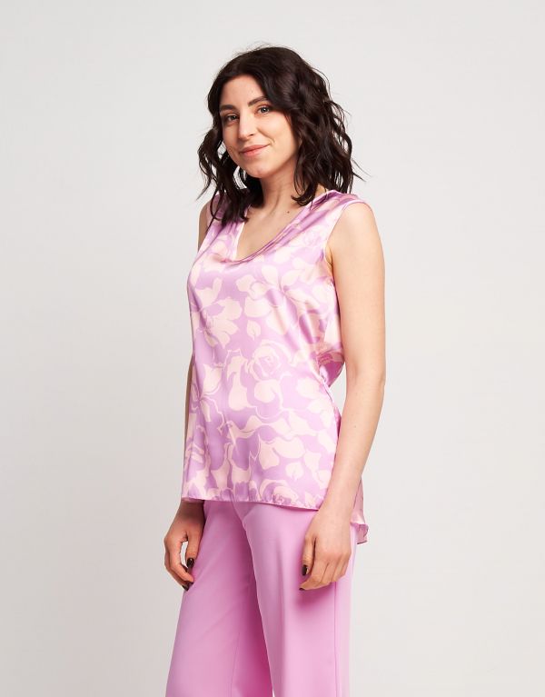 Top in raso fantasia floreale