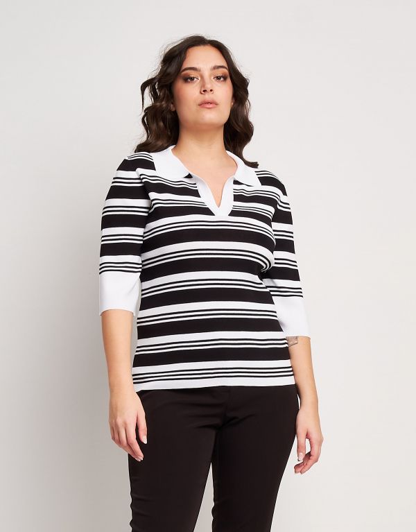 Maglia a righe con colletto