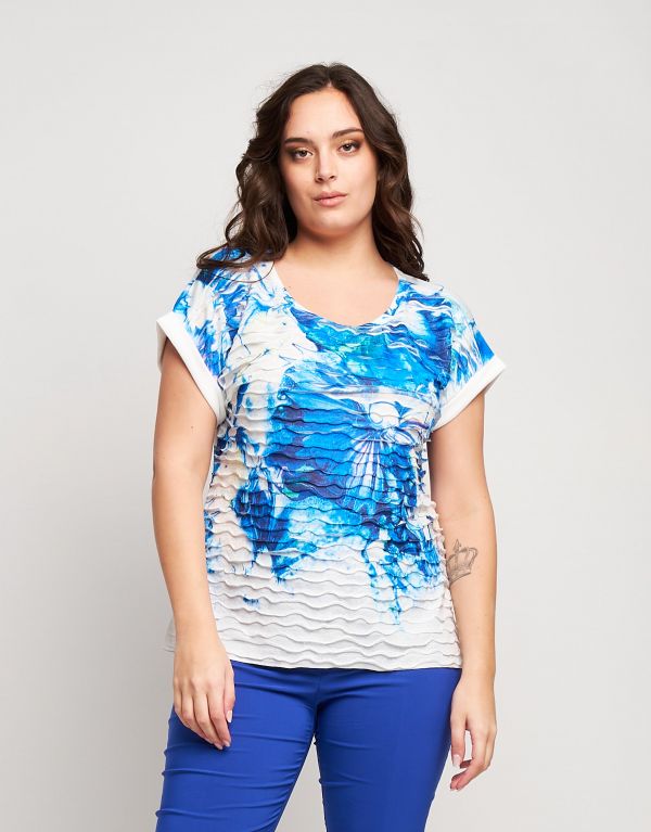 T-shirt floreale con volants