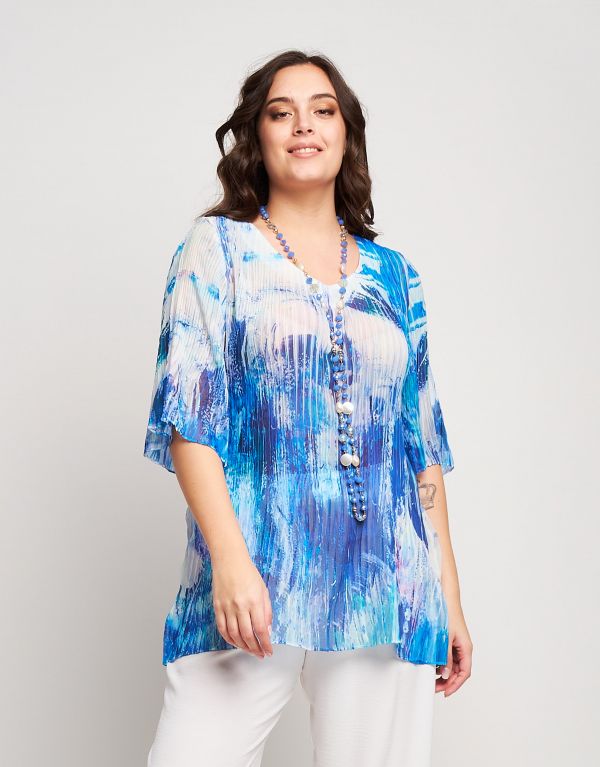 Camicia fantasia plissè con...