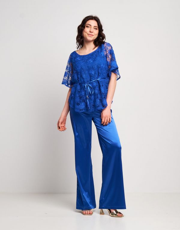 Pantalone in raso con zip e...