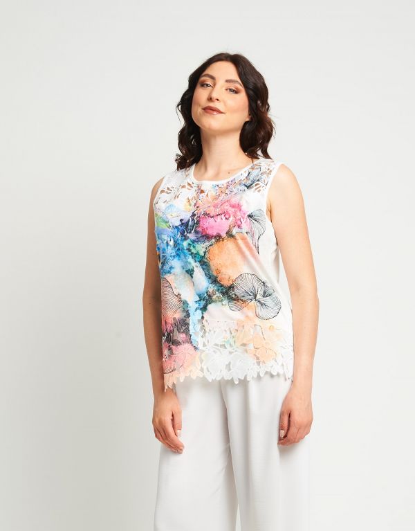 Top con pizzo stampato