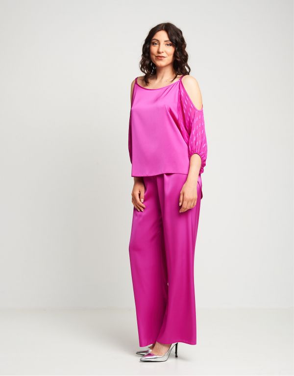 Pantalone palazzo in raso...