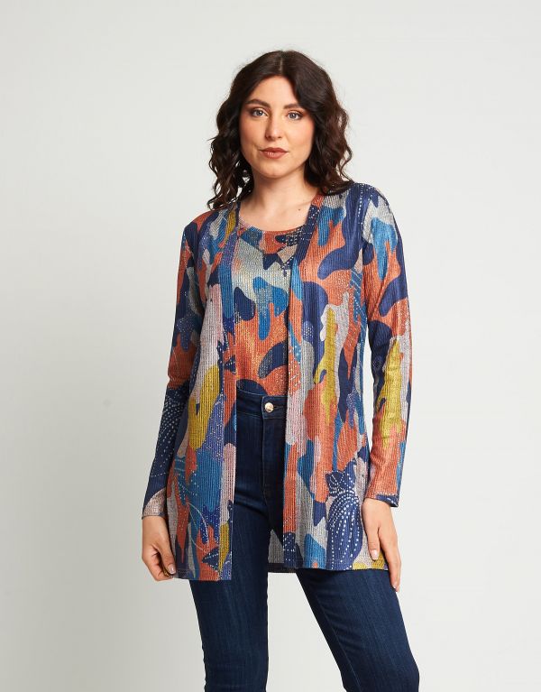 Cardigan con dettagli dorati