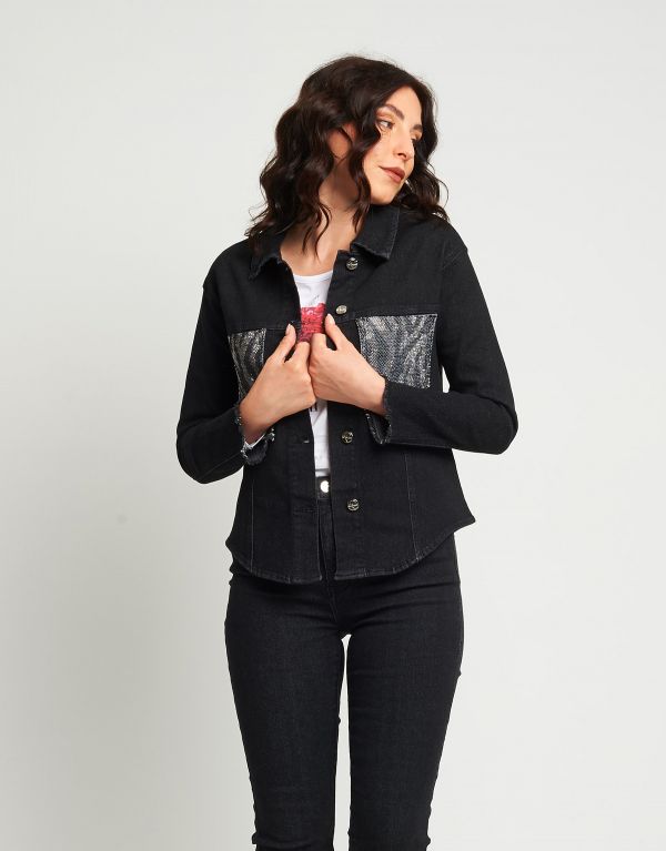 Giubbino in jeans animalier