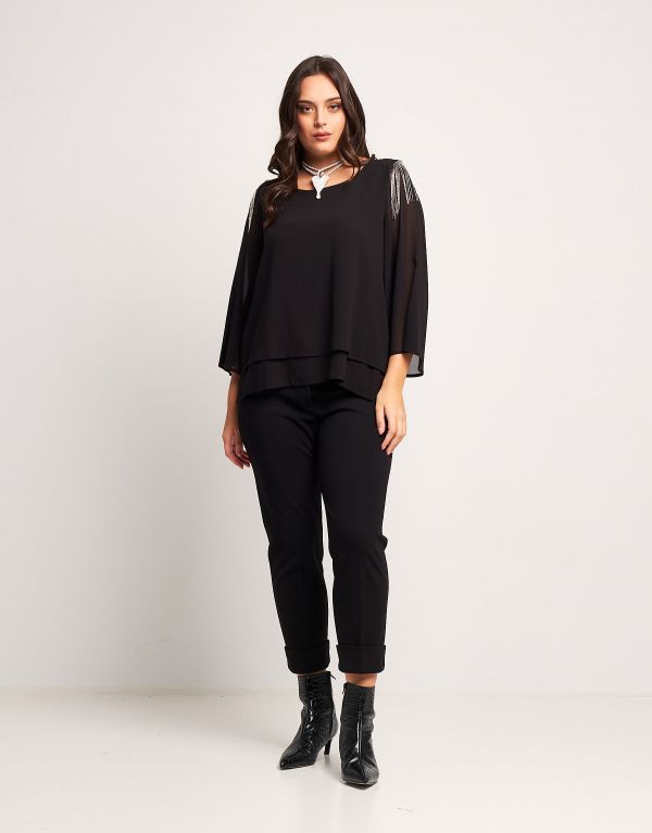 Casacca in chiffon con frange