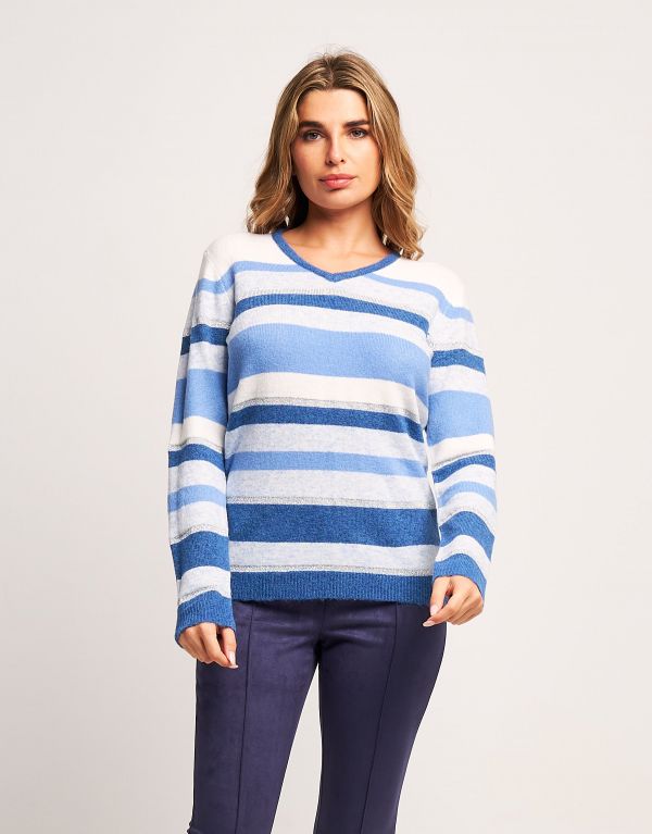 Maglia a righe con lurex e...