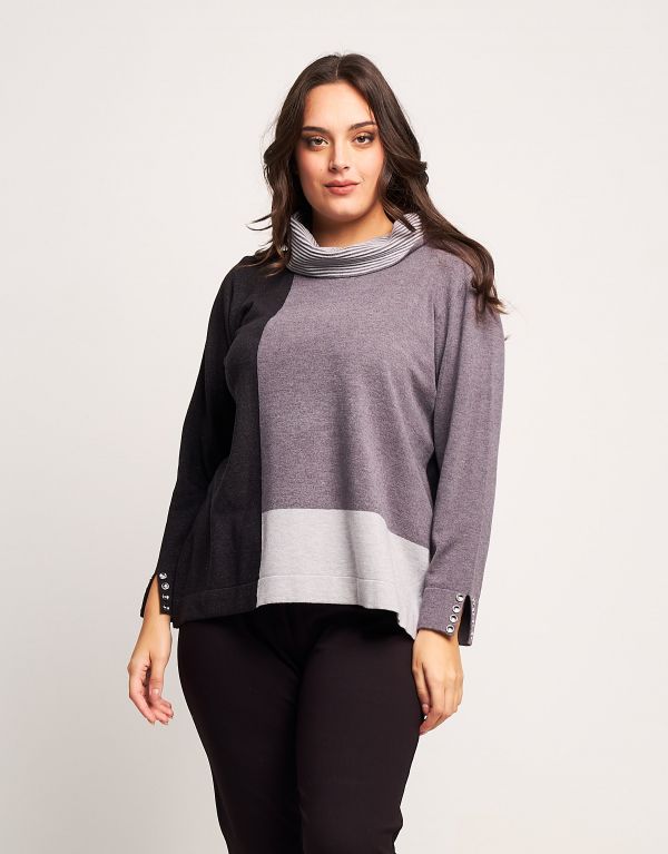 Dolcevita color block grigio