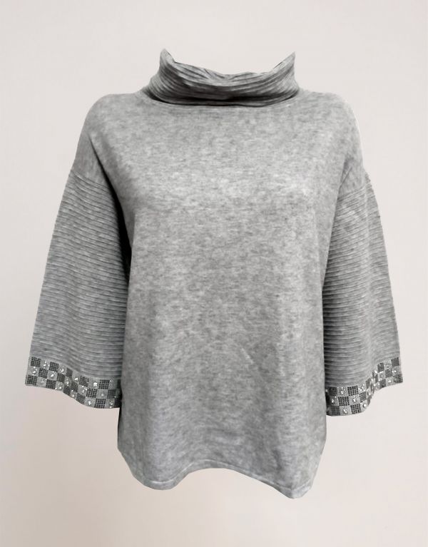 Maglia a poncho con strass