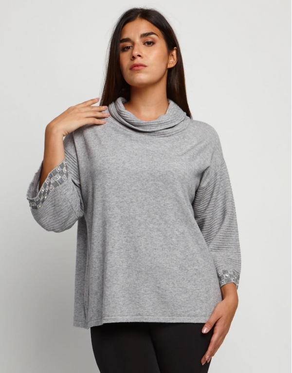 Maglia a poncho con strass