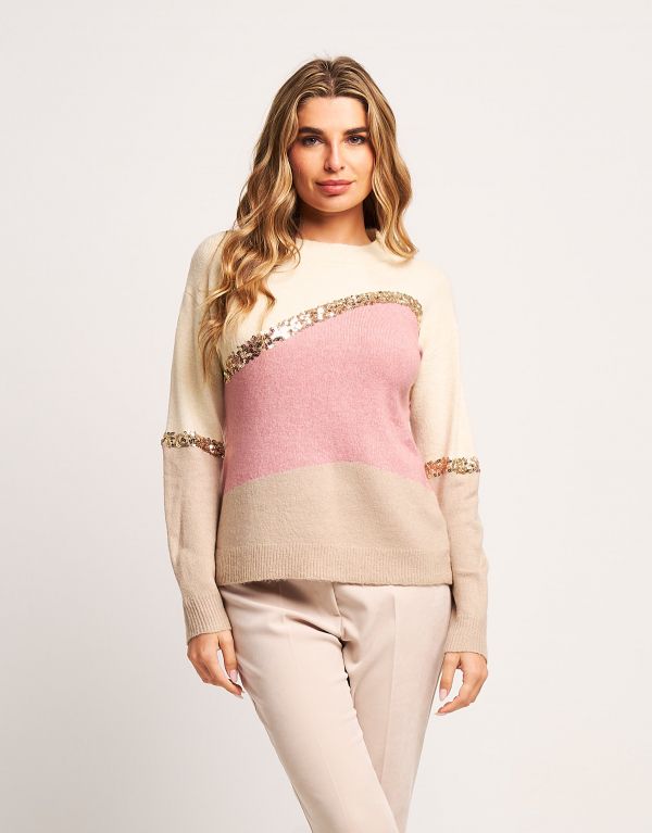 Maglia color block con...