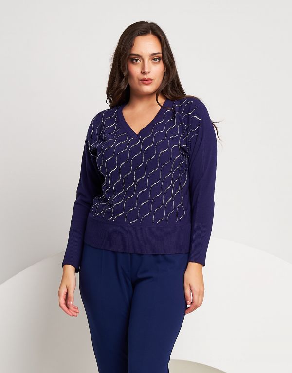 Maglia con onde di strass