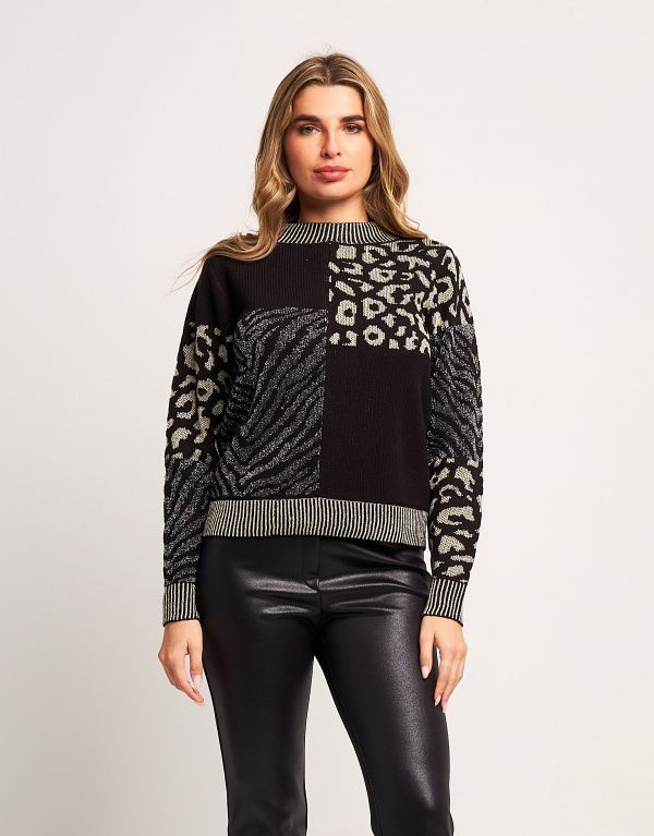 Maglia patchwork animalier