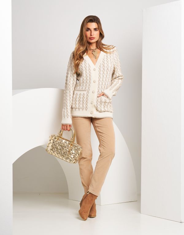 Cardigan con trecce in lurex