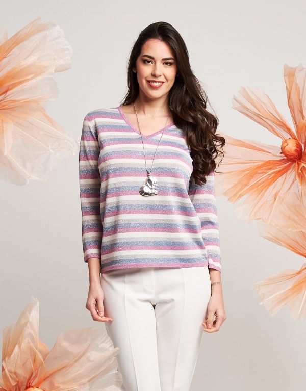 Maglia in lurex jacquard a...