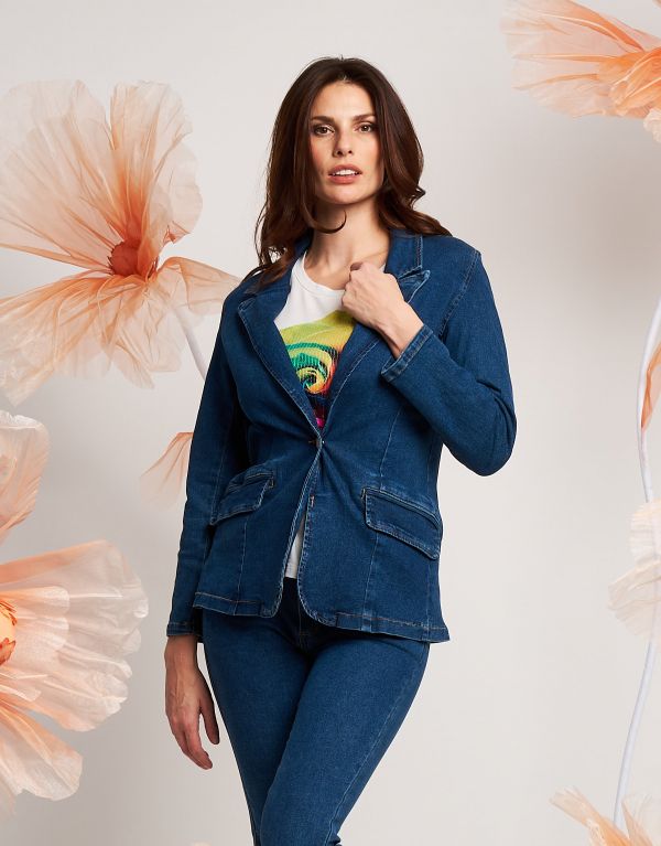 Giacca in jeans con revers...