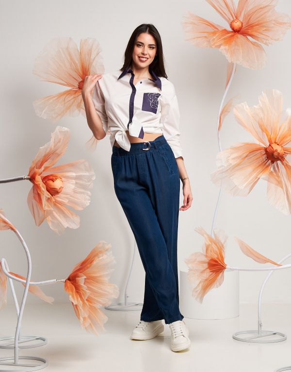 Camicia con inserti e strass
