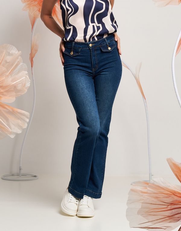 Jeans largo con pattine