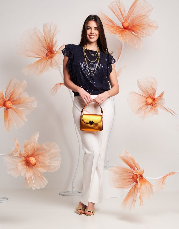 Top in paillettes con elastico