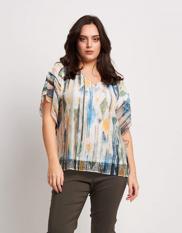 T-shirt a poncho stampato...