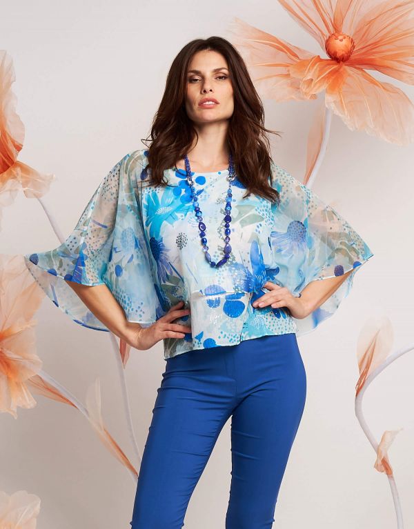 Poncho floreale in...