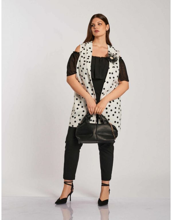 Gilet a pois con scollo a...