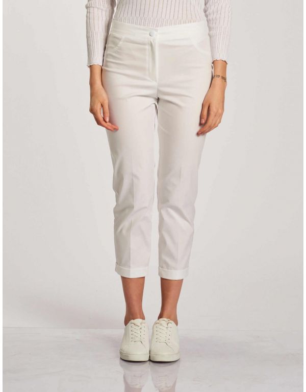 Pantalone stretch con zip e...