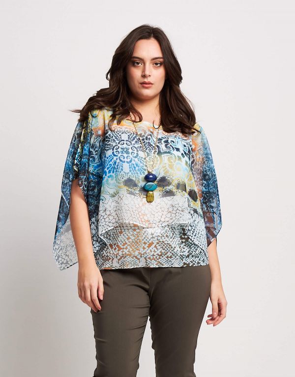 Poncho con top e paillettes