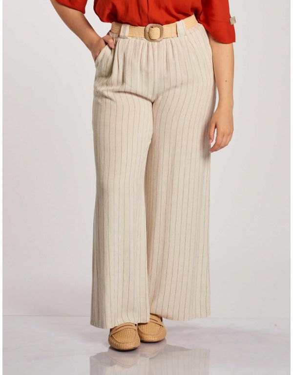 Pantalone a righe con cintura