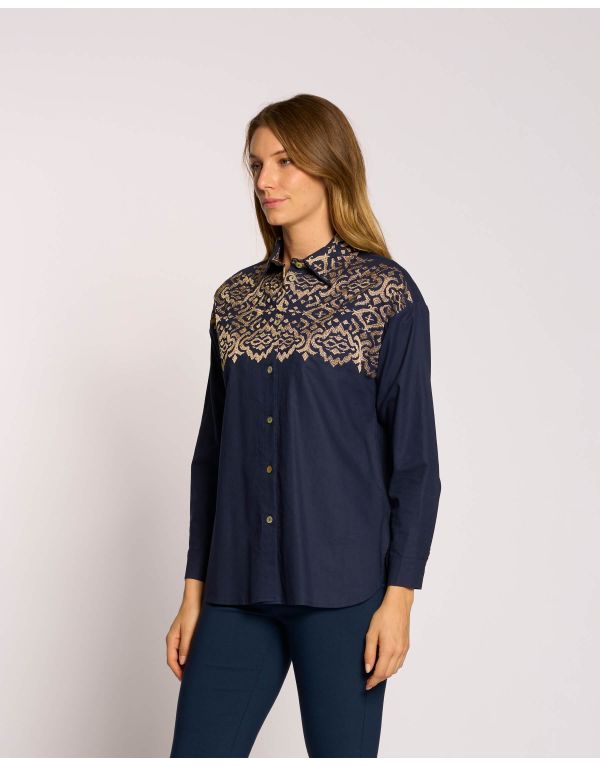 Camicia con spalla scesa e...