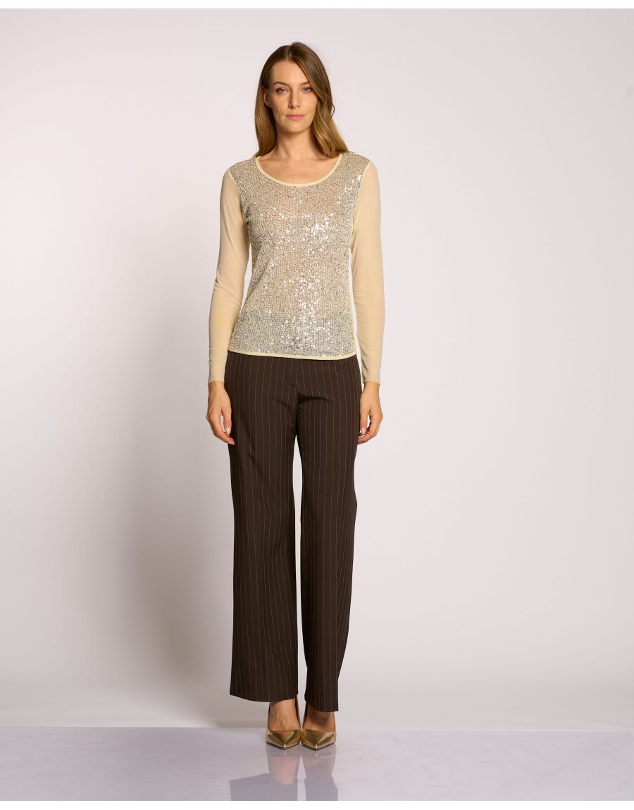 T-shirt con fronte di paillettes