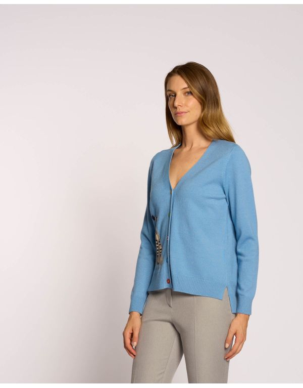 Cardigan con intarsio e...