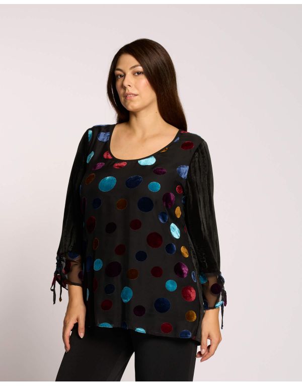 Casacca pois con maniche in...